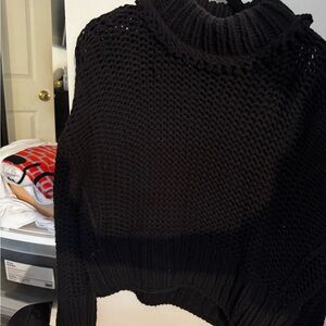 Free People Black Cowl Neck Sweater